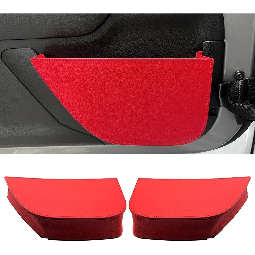 EJDRFN Red Leather Front Door Storage Pockets for Jeep Wrangler JK JKU 2007-2018